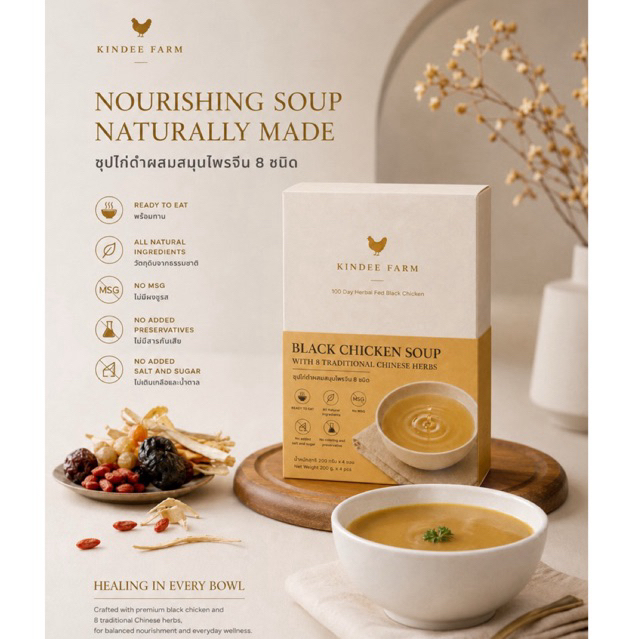 NEW!! แพคเกจใหม่! ไก่ดำตุ๋นยาจีน ซุปไก่ดำพร้อมทาน Black Chicken Soup Ready To Eat ( 1 กล่อง 200Ml x 4 ซอง)