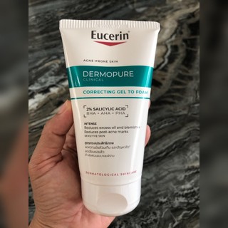 แพ็คเกจใหม่ฉลากไทย Eucerin DERMOPURE CLINICAL CORRECTING GEL TO FOAM ยูเซอรินโฟมล้างหน้าดูแลปัญหาสิวผิวมัน