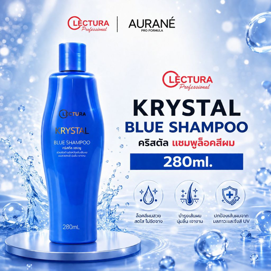 (แชมพูล็อคสีผม) Lectura Krystal Blue Shampoo คริสตัล แชมพูบลู