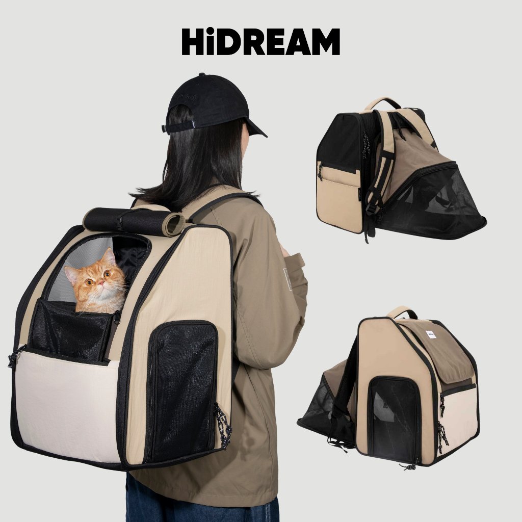 HiDREAM กระเป๋าสัตว์เลี้ยงสะพายหลัง Pet Tent Backpack กางกว้าง ระบายอากาศได้ดี ไม่อึดอัด