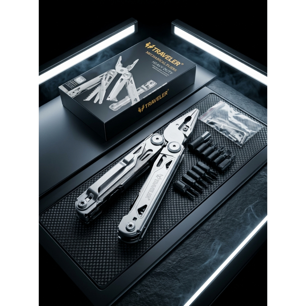 มัลติทูล TRAVELER 29 in 1 สีขาว ของแท้ คีมอเนกประสงค์พับได้ Multitool EDC เครื่องมือช่างพกพา มีระบบล็อก แข็งแรง ทนทาน