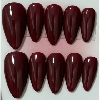 เล็บปลอมเจลสีแดงเชอร์รี่ Red Cherry แดงกล่ำ 🍒 🍒✨🍃 1-2วันจัดส่ง (มือ,เท้า)