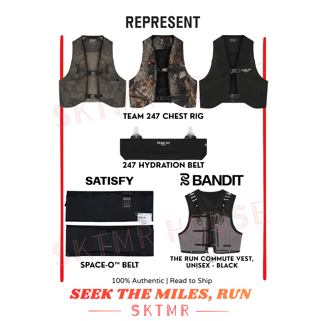 [พร้อมส่ง] กระเป๋าคาดเอว เป้น้ำ | Running Belt Hydration Vest Soft Flask |Bandit, Satisfy Space O