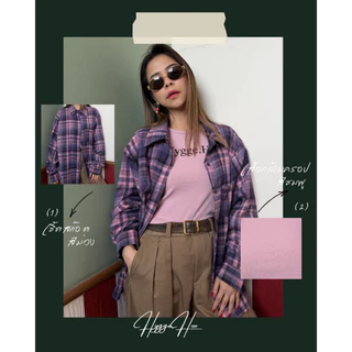 Hygge.H - เสื้อเชิ้ต ลายสก็อต Oversized 4 สี