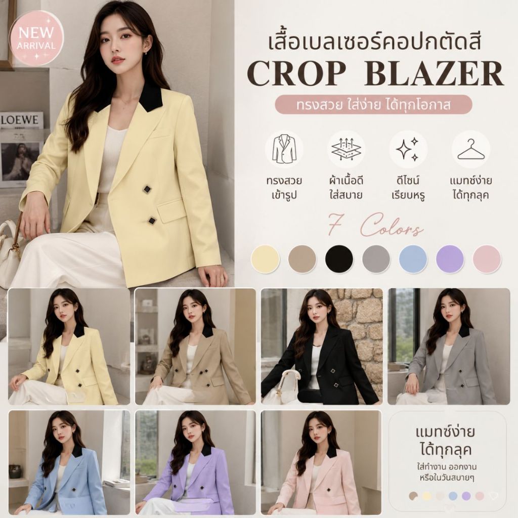สูทผู้หญิง เสื้อเบลเซอร์ เสื้อสูท คอปก S-4XL Blazer เสื้อใส่ทำงาน SUIT-36