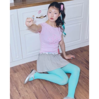 POKEE | ROSETTE เสื้อปาดไหล่ ผ้า cotton (ขาว/ชมพู)
