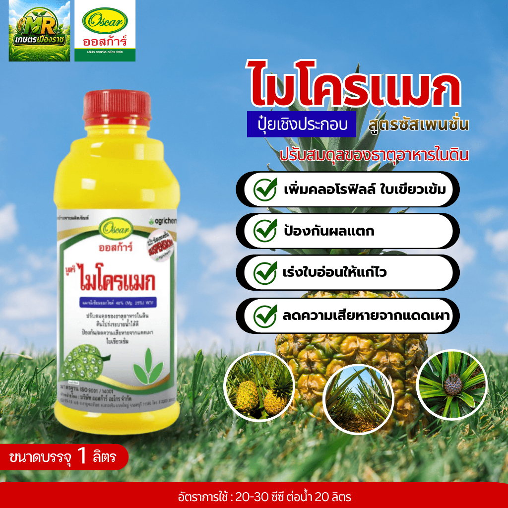 ไมโครแมก (ซัสเพนชั่น ธาตุแมกนีเซียม 40% ) 1L #เกษตรเมืองราช #ออสก้า