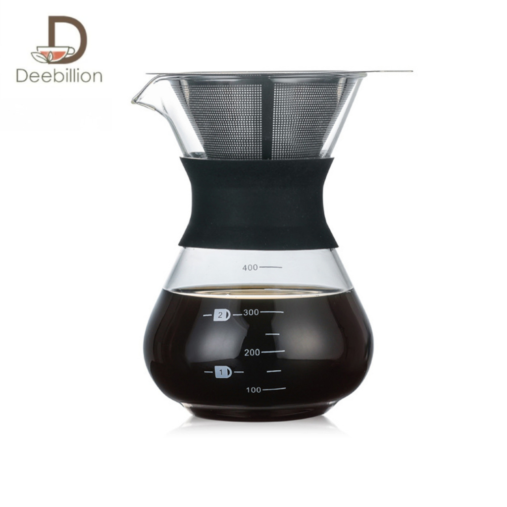 แก้วดริปกาแฟ กรวยดริปกาแฟ กรวยกรองกาแฟ  coffee maker มีที่กรองสแตนเลสในตัว พร้อมสเกลบอกปริมาตร Deebillion