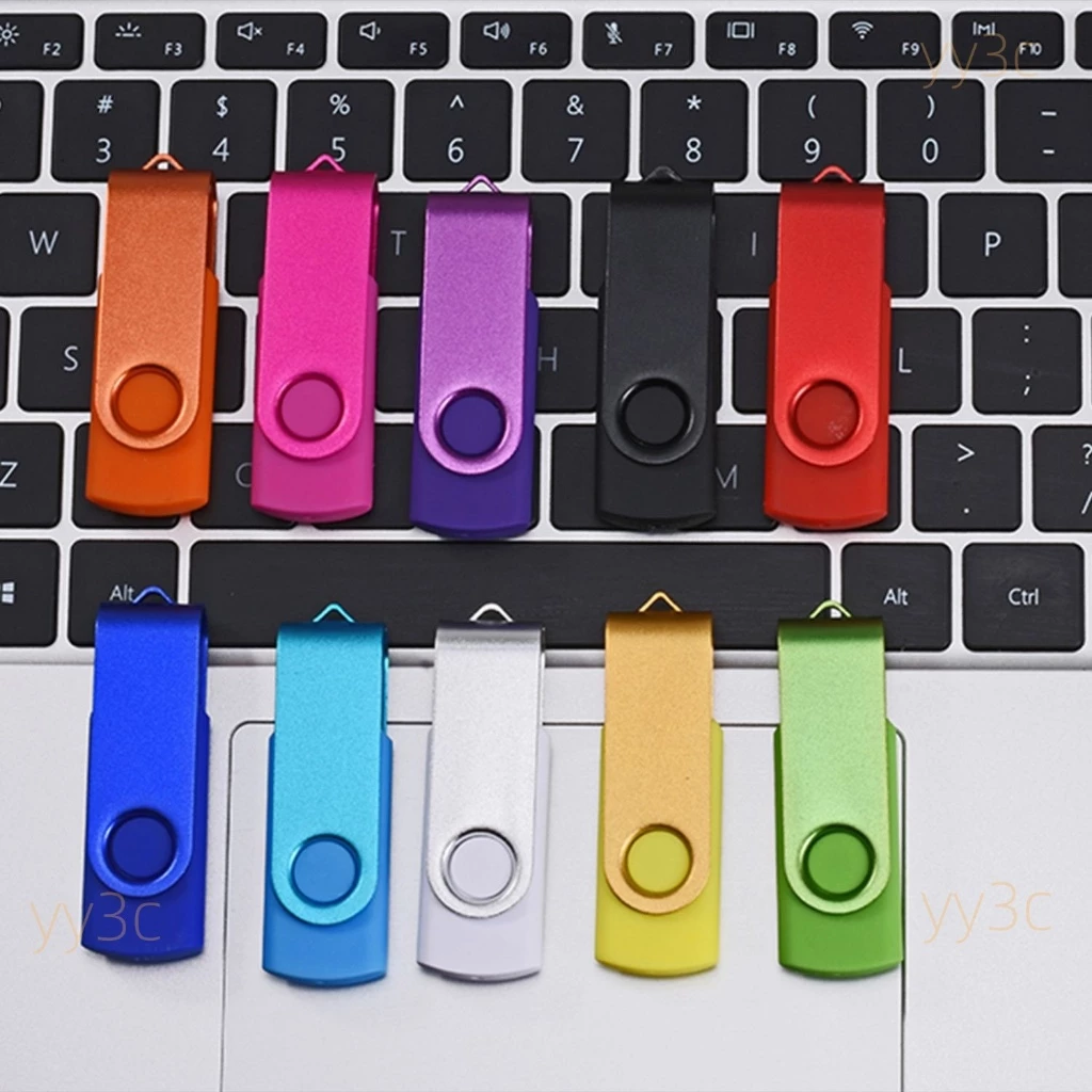 USB แฟลชไดรฟ์ 1GB 2GB 4GB 8GB 16GB 32GB 64GB 128GB 2.0 โลหะหลายสีเก็บแบบพกพาติด