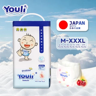 【รุ่นอัพเกรด】ผ้าอ้อมเด็ก Premium YOULI Baby Pants M-3XL 66PCS ผ้าอ้อมเด็กสําเร็จรูป แพมเพิสเด็ก