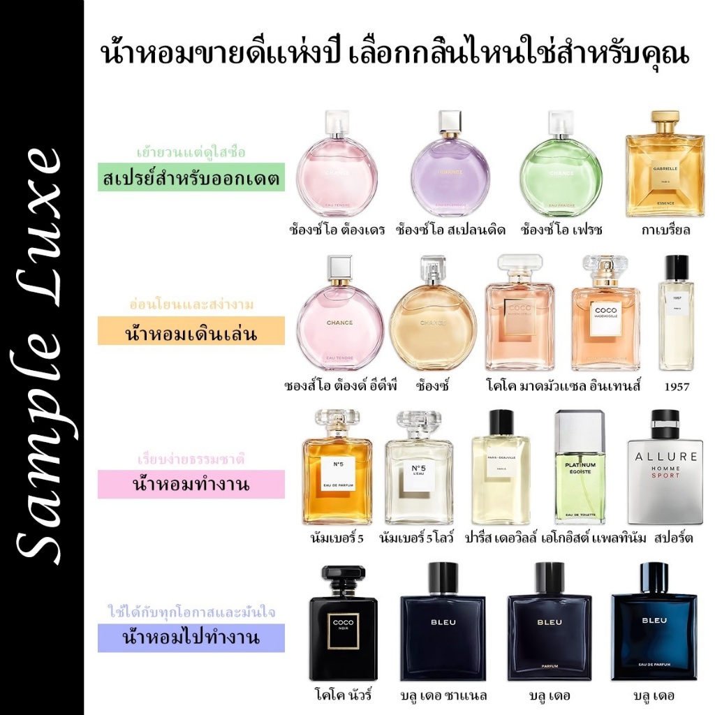 🚚พร้อมส่ง น้ำหอมขายดี✨ Bleu de & Coco Mademoiselle & No 5 Eau de Parfum EDP|EDT 2ml/5ml/10ml ขนาดทดลอง