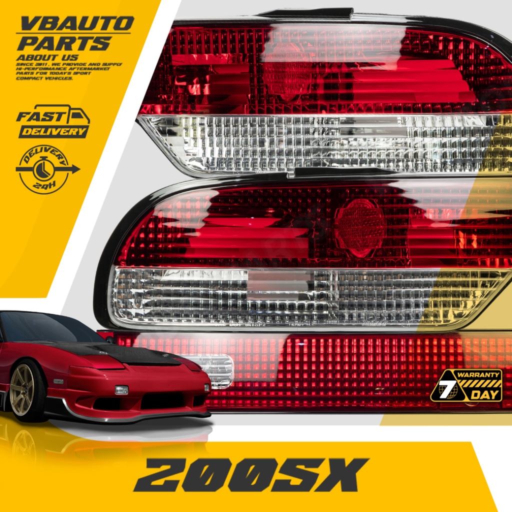 ไฟท้ายขาวแดง Nissan 180SX 200SX (โคมเพชร) #ราคาต่อชุด