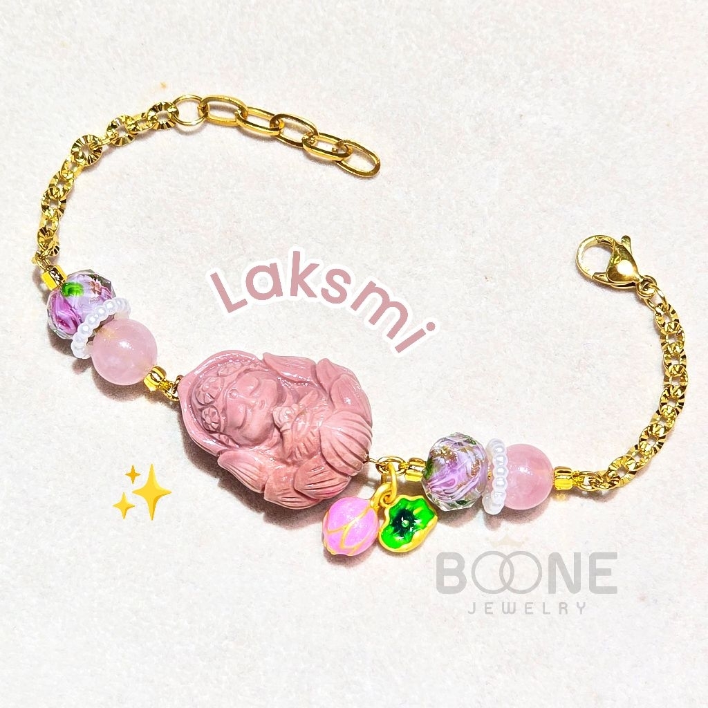 สร้อยข้อมือ"พระแม่ลักษมี"แกะสลักจากหิน