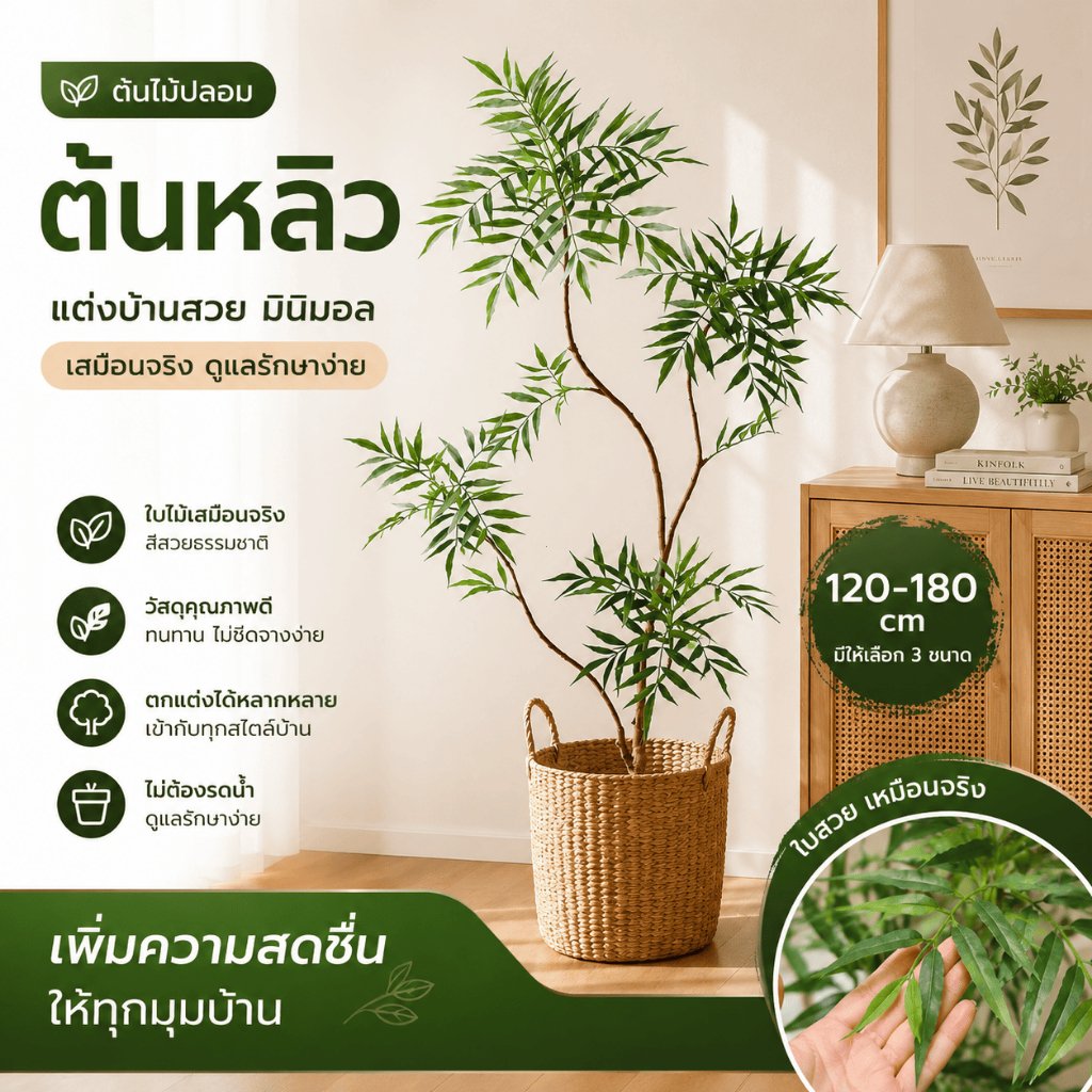 ต้นหลิวลู่ลมปลอม plant-(Hliw) ต้นไม้ปลอมแต่งบ้านต้นไม้ประดิษฐ์ ทนแดด ทนฝน