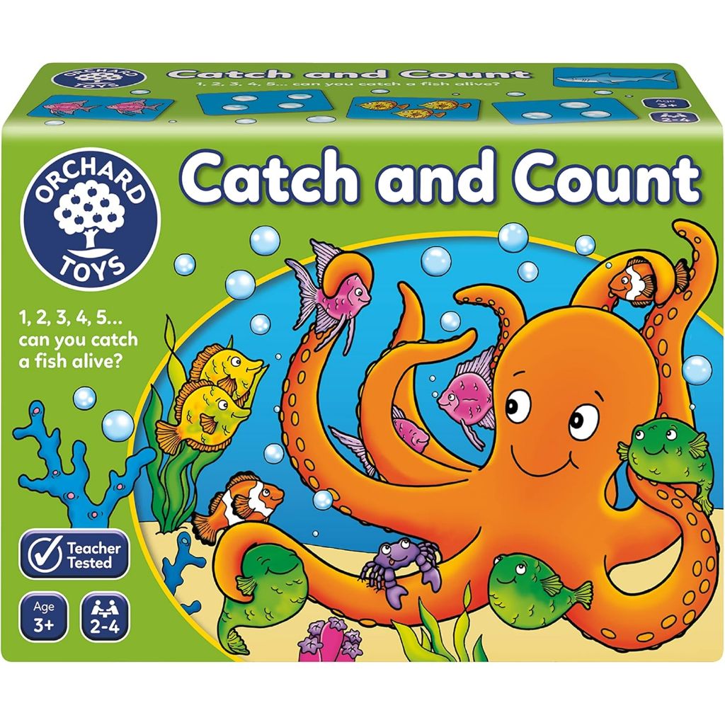 ORCHARD TOYS, Catch And Count บอร์ดเกมส์เด็ก ฝึกนับเลข 3 ปีขึ้นไป ลิขสิทธิ์แท้ นำเข้าจากอังกฤษ