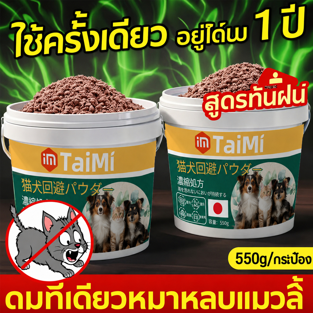 🐶🐱ผงไล่สัตว์เลี้ยง 550g ไล่แมวไล่สุนัขต่อเนื่อง 24 ชม. สูตรปลอดภัยต่อคนและสัตว์เลี้ยง ใช้ได้ทั่วบ้าน ไม่มีกลิ่นฉุน