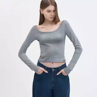 Withit Long Sleeve Top with Leather Patch เสื้อยืดแขนยาว - TPW04822