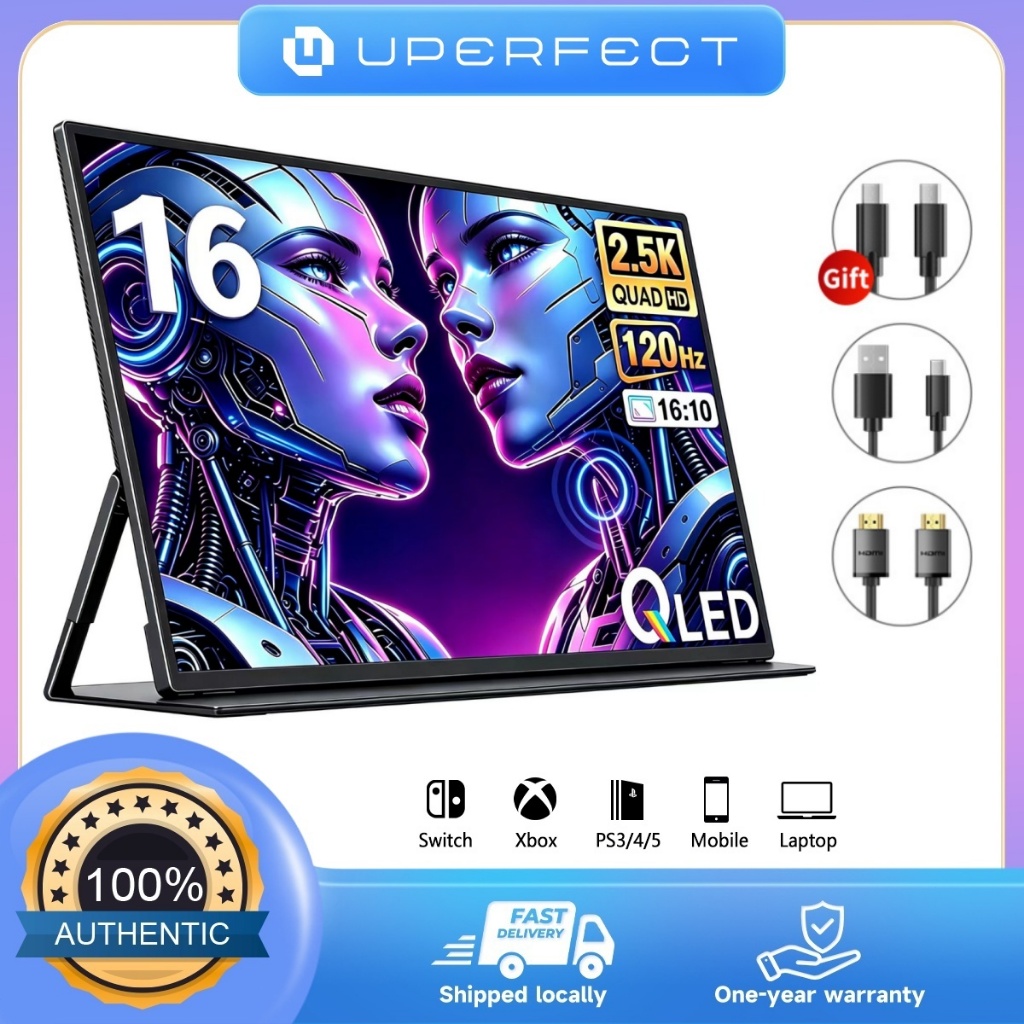 【ส่งจากไทย 】UPERFECT 16 inch portable monitor 120hz gaming monitor for laptop PC Switch PS3/4/5 QHD IPS game display