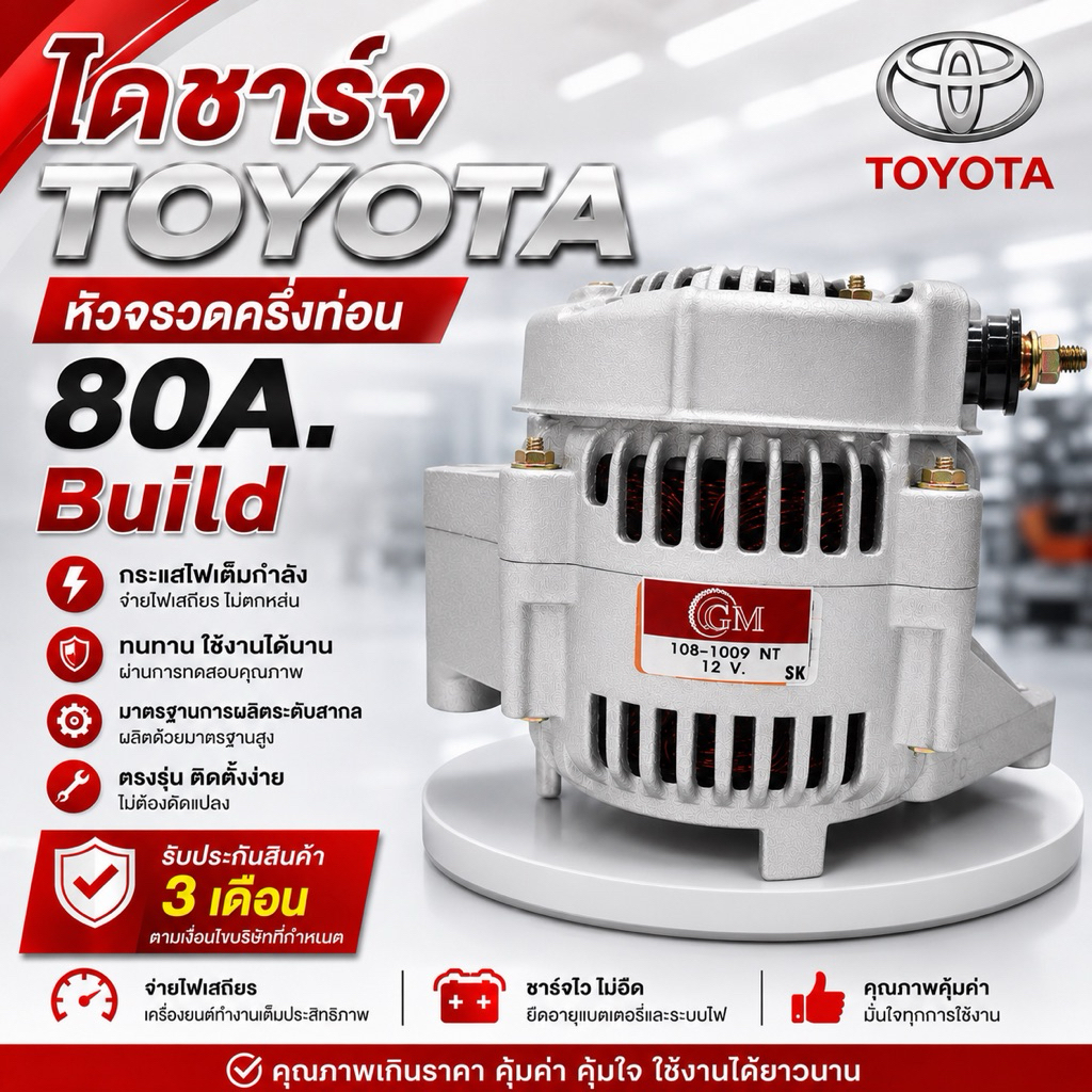 ไดชาร์จ TOYOTA HIACE หัวจรวด 80A. บิ้ว ปลั๊กรี
