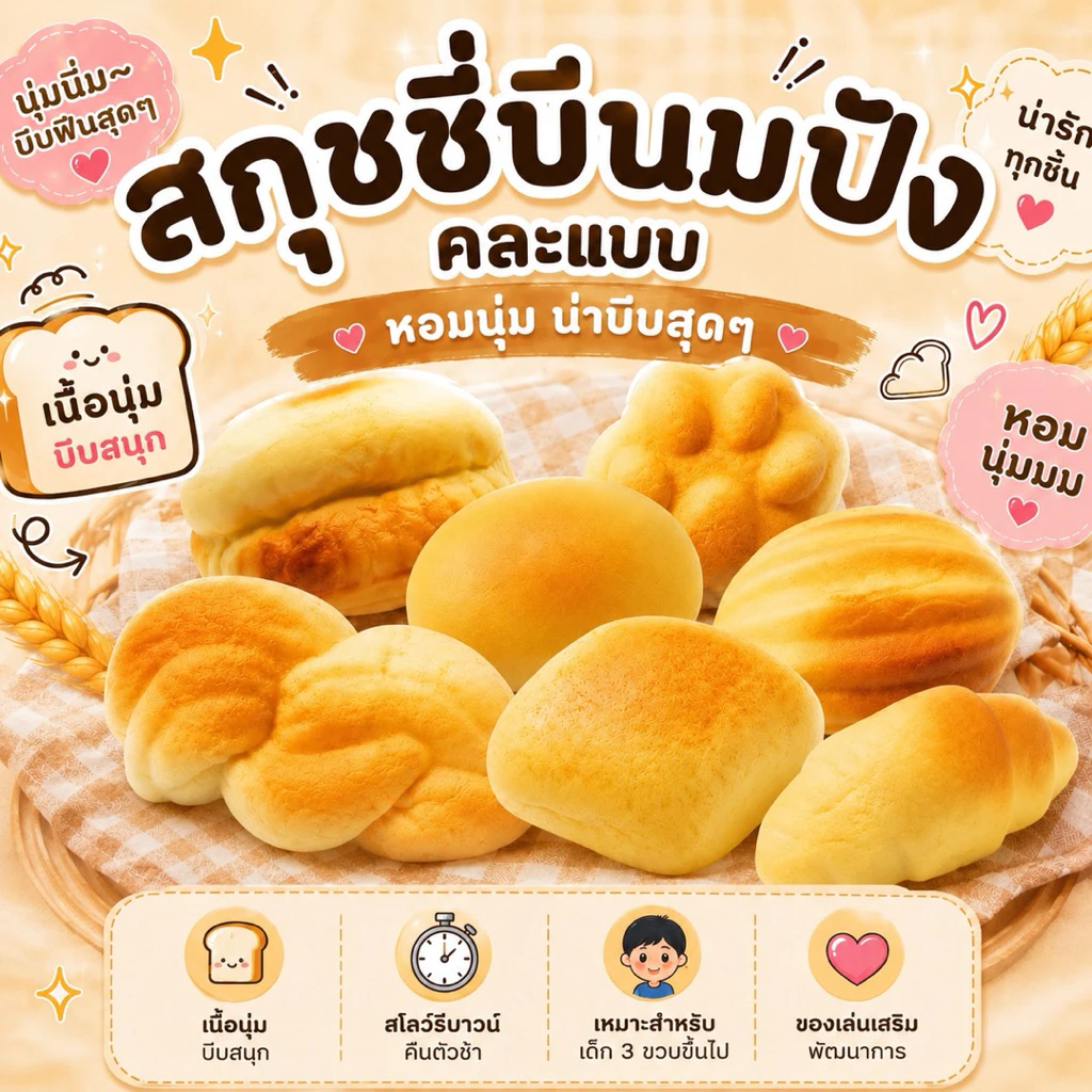ยกโหล 12 ชิ้น ของเล่นเด็ก สกุชชี่ ขนมปัง สโลวว มีกลิ่นหอม คละแบบ
