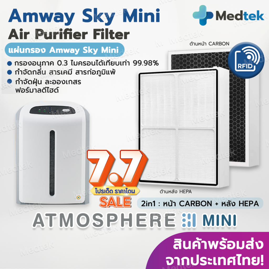 มี RFID⭐ แผ่นกรองอากาศ Amway Sky Atmosphere Mini สำหรับ เครื่องฟอกอากาศ แอมเวย์ แอทโมสเฟียร์ มินิ 123322Z 124746TH