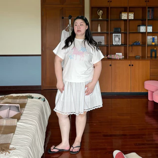 Frerch Stripe Short กระโปรงน้องปรุงจืดลายทาง ลูกไม้ wendystore19