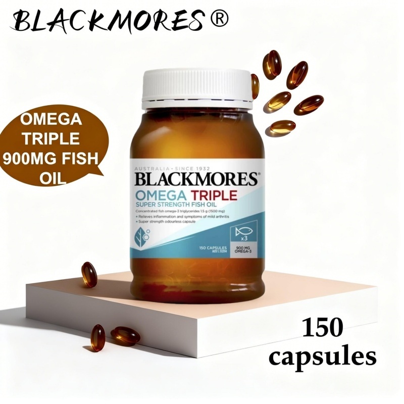 Blackmores Omega-3 Triple Fish Oil 150Capsules 3x สูตรเข้มข้น 1500mg สุขภาพสมอง หัวใจ
