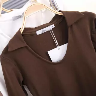 218-219-220 รุ่นS-Curve (เอส-เคิร์ฟ -แขนยาว ) เสื้อคอปกแขนยาว เปิดคอ ยูหน้า รุ่นฮิตใส่ง่าย ใส่แล้วดูเพรียว