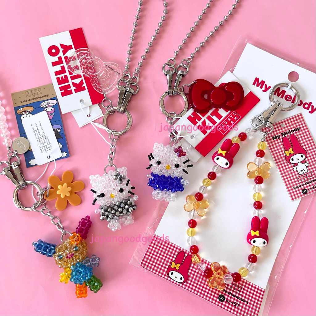 Lowrys Farm x Sanrio ของแท้จาก พร้อมส่ง พวงกุญแจ คิตตี้ มายเมโลดี้ คุโรมิ ซานริโอ ขนาดเล็ก กระทัดรัด ที่ห้อยลูกปัด
