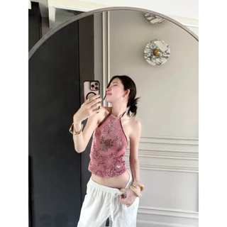 เสื้อผูกคอสั้นอัดพลีท ฟรีไซร์ เซกซี่โชว์หลัง ใส่สบาย ไม่ต้องรีด