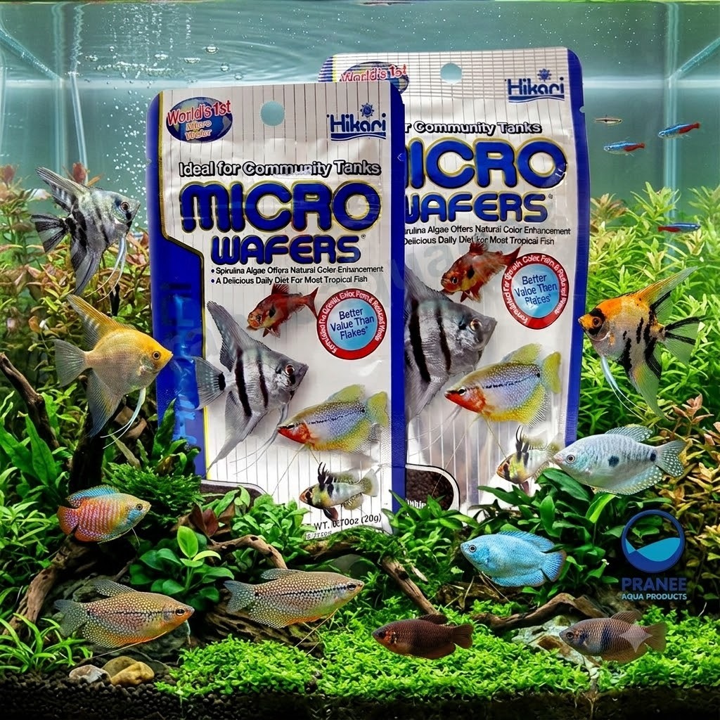 Hikari Micro wafers 20-45 g. อาหารสำหรับปลาน้ำจืด เขตร้อนชื้น ขนาดเล็ก เม็ดลอยกลางน้ำ