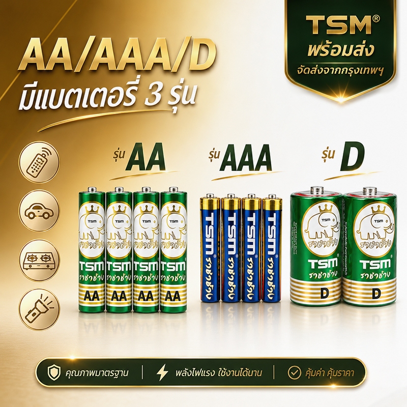 ถ่านอัลคาไลน์ AA / AAA / D 1.5V ถ่านไฟฉาย ถ่านรีโมท