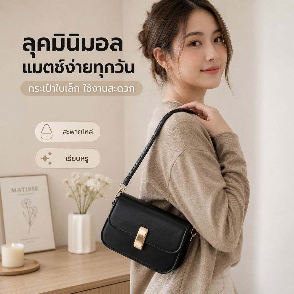 กระเป๋าทรงเหลี่ยมคลาสสิค  กระเป๋าสะพายข้าง กระเป๋าผู้หญิง กระเป๋าแฟชั่น รุ่น