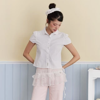 DAILYLOOK.SM --- Angel wrap skirt ผ้าคาดเอวซีทรูแต่งระบาย ดีไซน์ผ้าซีทรูลายจุดแต่งระบายสองชั้น