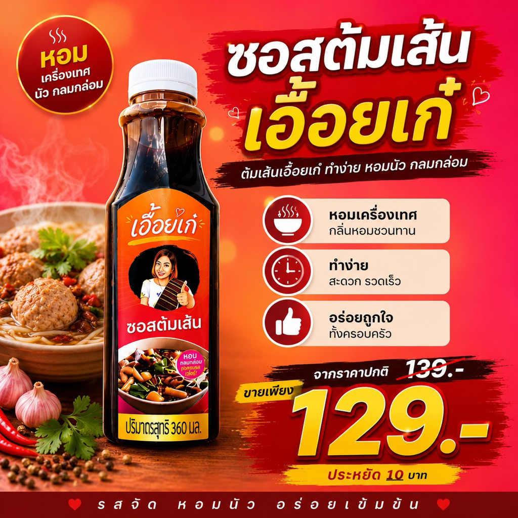 ซอสต้มเส้นเอื้อยเก๋ 1 ขวด