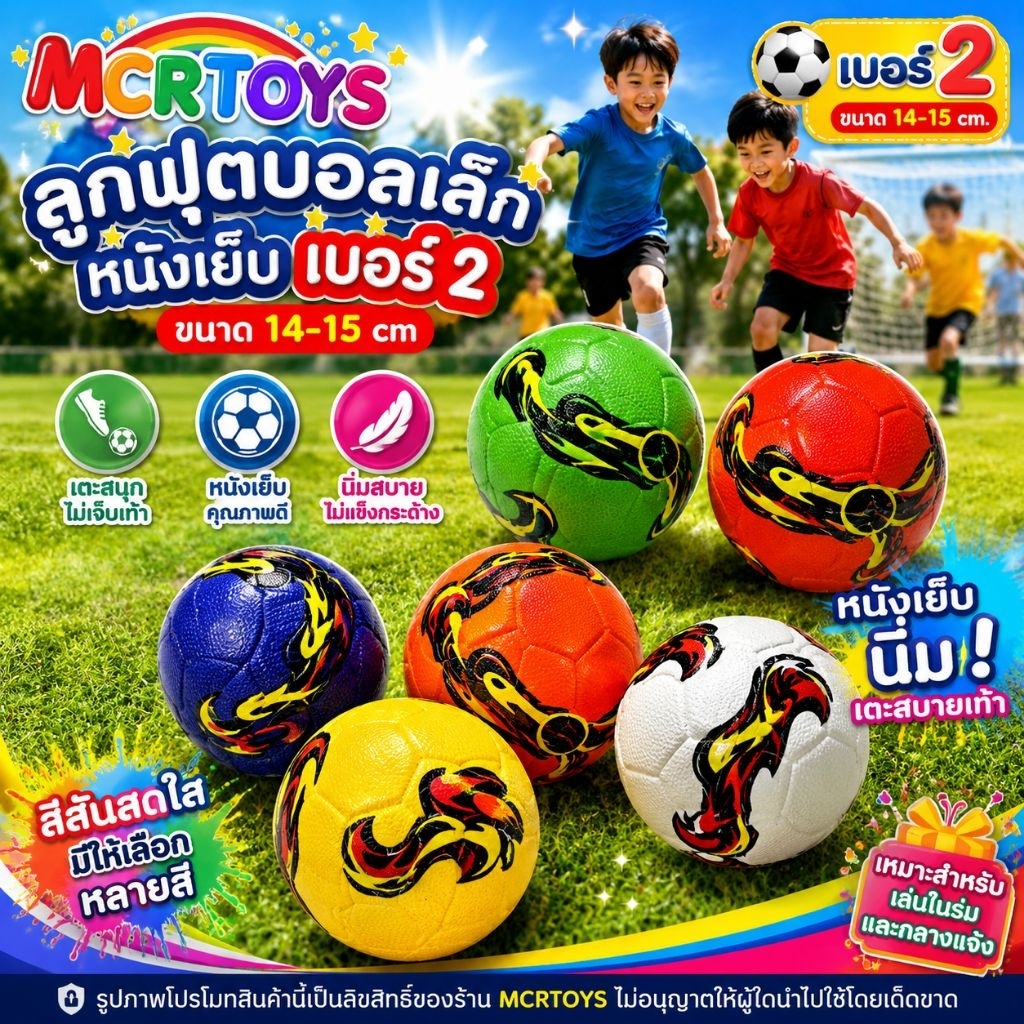 ลูกฟุตบอลเล็ก หนังเย็บ บอลหนัง เบอร์ 2 (14-15cm) soccer ball