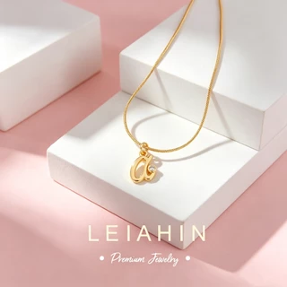 LEIAHIN Jewelry A-Zสร้อยคอจี้ตัวอักษรสีทอง ทนสีไม่ลอก อาบน้ำใส่ได้ เหมาะเป็นของขวัญวันเกิด 66n
