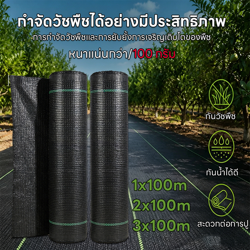 [แบบเพิ่มหนา] ผ้าคลุมดิน(เกรด A) ผ้าคลุมหญ้า พลาสติกคลุมวัชพืช คลุมวัชพืช ผ้าคลุมวัชพืช น้ำซึมผ่านได้ คลุมวัชพืช 50/100m