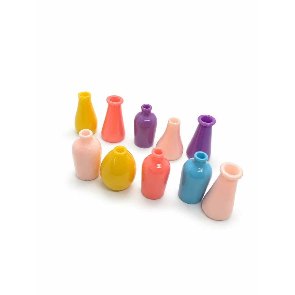 j192 แจกันจิ๋วจำลองสีของสะสมโมเดลจำลองขนาดจิ๋ว แพ็คคละ 10 ชิ้น