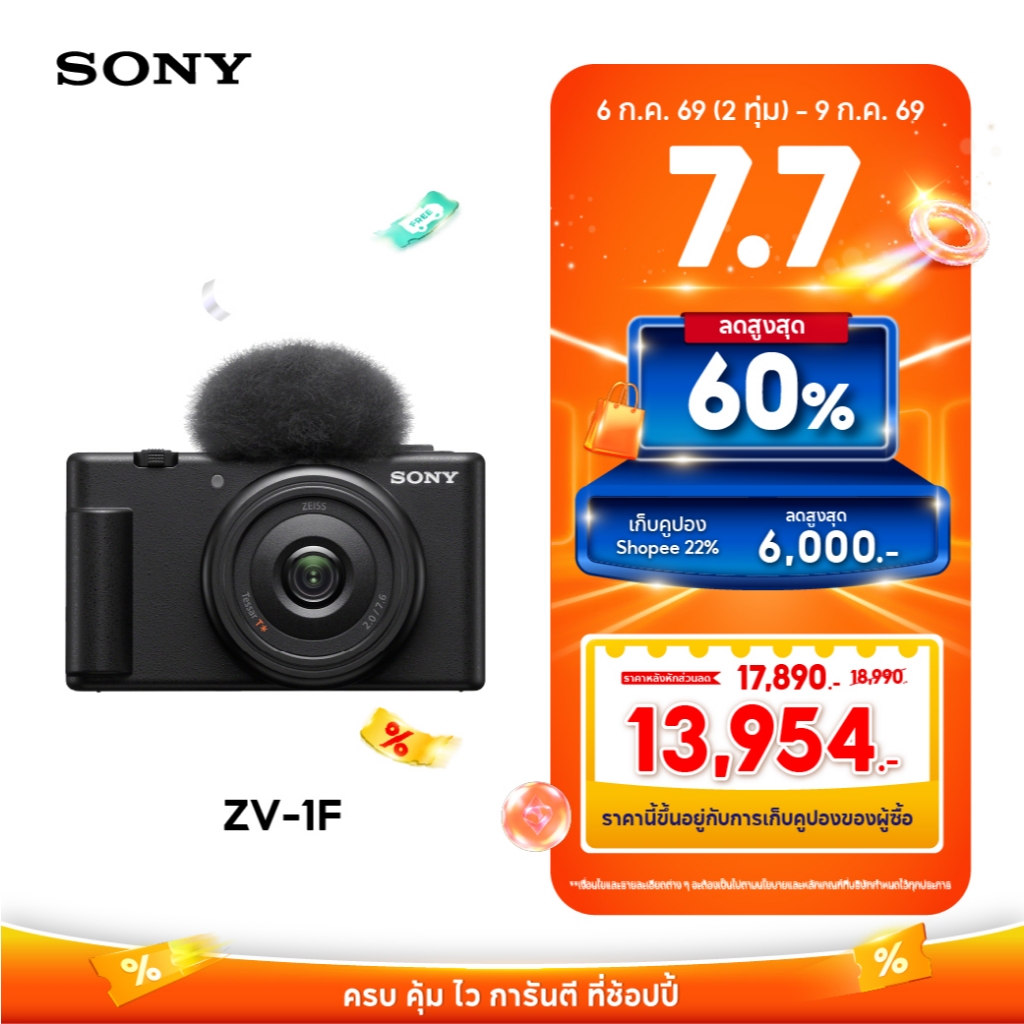 Sony กล้อง Vlog Camera รุ่น ZV-1F  ไพรม์เลนส์มุมกว้างพิเศษ 20 มม.2 เหมาะสำหรับการถ่ายเซลฟี่แบบกลุ่มและทิวทัศน์ฉากหลัง
