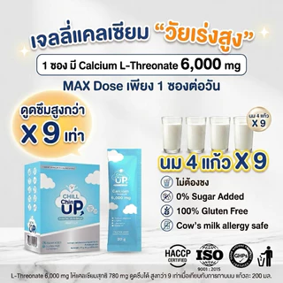(1ซอง)Calcium L-Threonate 6,000 mg+Vitamin D3 เจลลี่แคลเซียมเด็ก 3+ แพ้นมวัวทานได้ Chill Chin UP