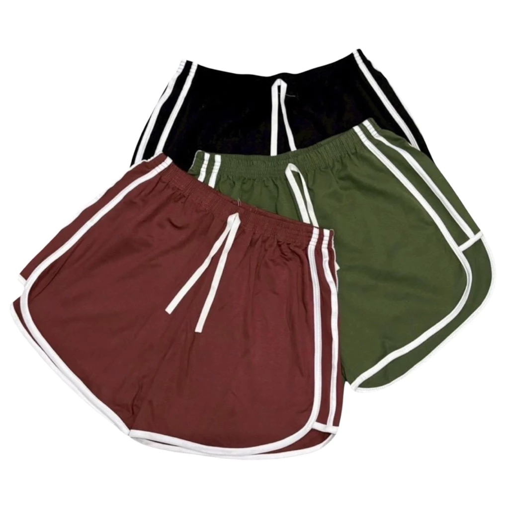 กางเกง3แถบขาสั้นขาเว้าบิ๊กไซส์XL-XXL (ผ้าคอตตอน) สาวอวบ บิ๊กไซส์ ทรงสปอร์ต ผ้าดี ใส่สบาย มีหลายสีให้เลือก