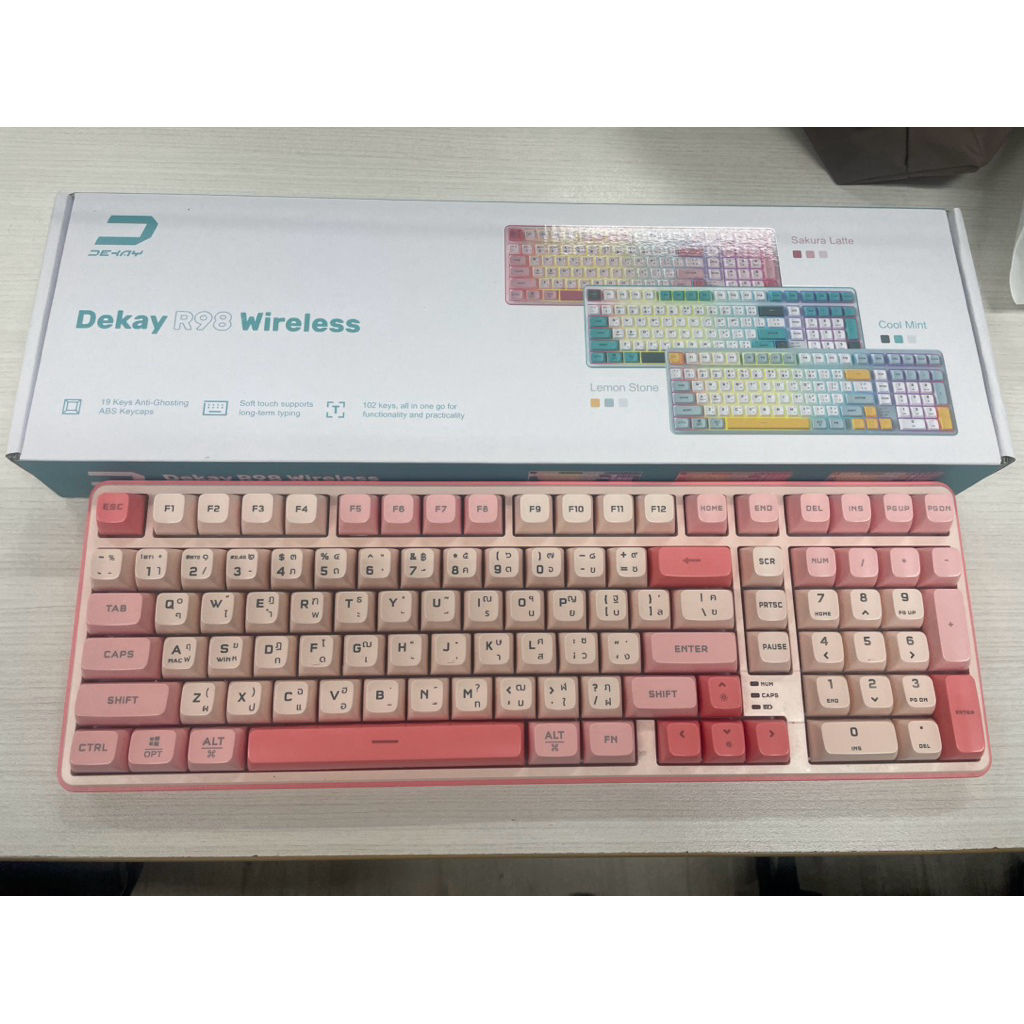 มือ 2DEKAY R98 Wireless Tri-Mode Rubber Dome keyboard Bluetooth wireless DKR98 DK R98Wireless