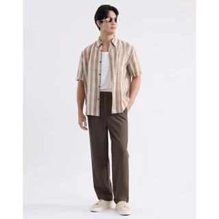 DAPPER เสื้อเชิ้ตแขนสั้น Striped Flowing Shirt สีน้ำตาล (BCS/BR/601LP)