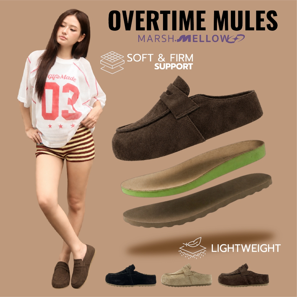 OVERTIME MULES | MARSHMELLOW รองเท้า Slip-On เปิดส้น ดีไซน์มินิมอลพร้อมที่จะแมตช์เข้ากับทุกลุคได้ อย่างลงตัว