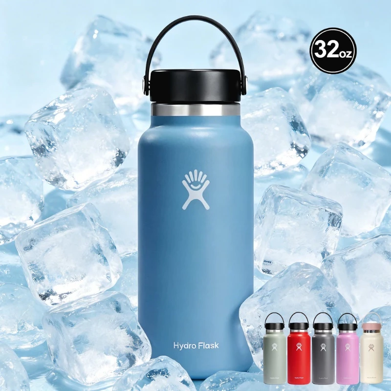 HYDRO FLASK - แก้วน้ําสูญญากาศ 20OZ 32OZ 40OZ รักษาความเย็น/ความร้อน พกพาง่าย ไม่รั่วซึม พร้อมหลอดดูด แตนเลส304