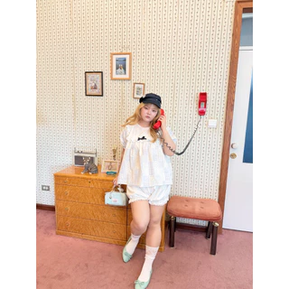 Chubbygirlbkk - Patch-work babydoll blouse💓🧵“เสื้อเชิ้ตลายดอกไม้ แขนตุ๊กตา สาวอวบ”