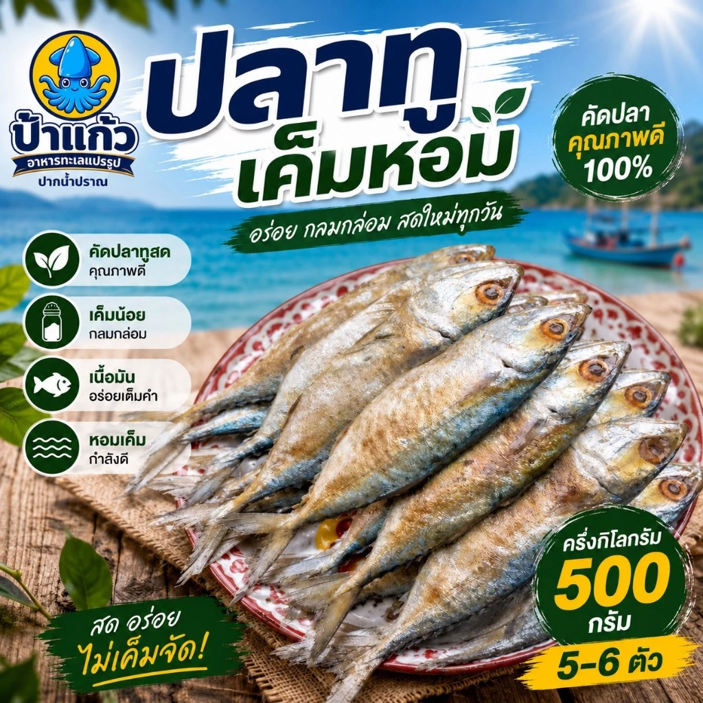 ปลาทูเค็มหอม ครึ่งกิโลกรัม ตัวใหญ่ ไม่เค็มมาก ครึ่งกิโลกรัม 5-6 ตัว