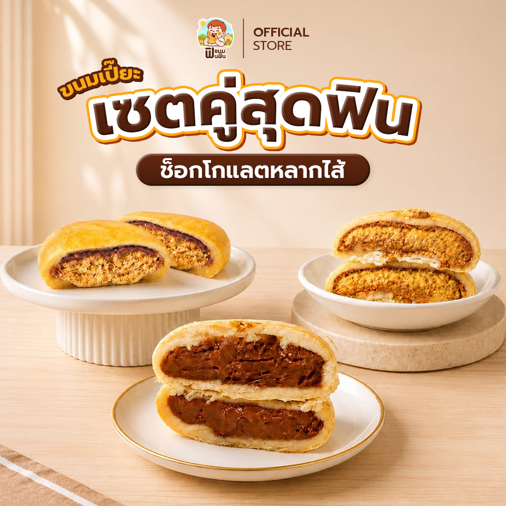 [เซตคู่สุดฟิน] ขนมเปี๊ยะฟินฟินช็อกโกแลตหลากไส้ แป้งบางนุ่มละมุน อบใหม่ทุกวัน ไส้ช็อกโกแลตนูเทลล่า คิทแคท