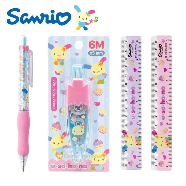 เครื่องเขียนลาย usahana ลิขสิทธิ์แท้ sanrio ปากกาลูกลื่น ลบได้ / เทปลบคำผิด 8129 ไม้บรรทัด สมุดโน๊ต